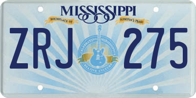MS license plate ZRJ275