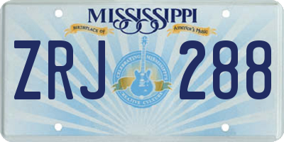 MS license plate ZRJ288