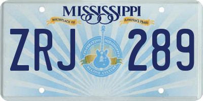 MS license plate ZRJ289