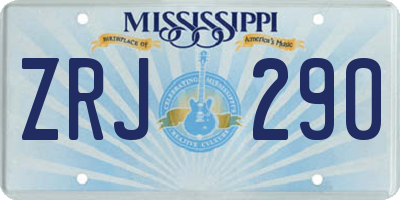 MS license plate ZRJ290