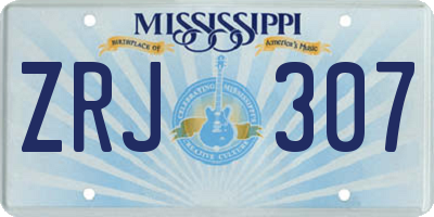 MS license plate ZRJ307