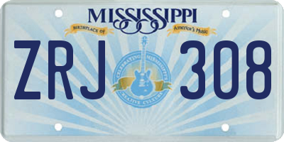 MS license plate ZRJ308