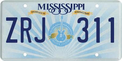 MS license plate ZRJ311