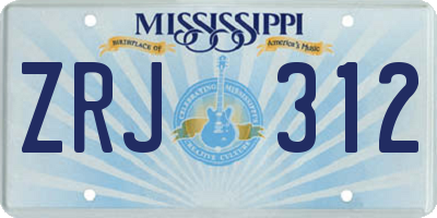 MS license plate ZRJ312