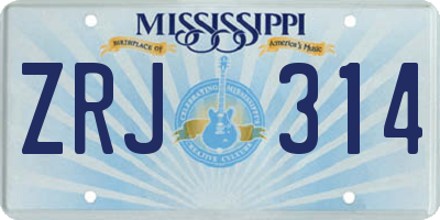MS license plate ZRJ314