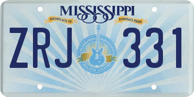 MS license plate ZRJ331