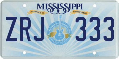 MS license plate ZRJ333