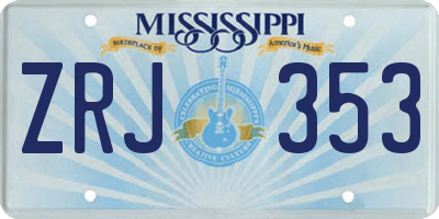 MS license plate ZRJ353