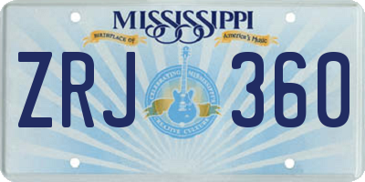 MS license plate ZRJ360