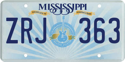 MS license plate ZRJ363