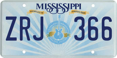 MS license plate ZRJ366