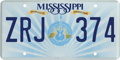 MS license plate ZRJ374