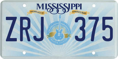 MS license plate ZRJ375