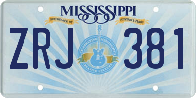 MS license plate ZRJ381