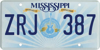 MS license plate ZRJ387