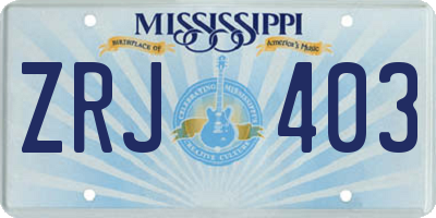 MS license plate ZRJ403