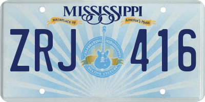 MS license plate ZRJ416