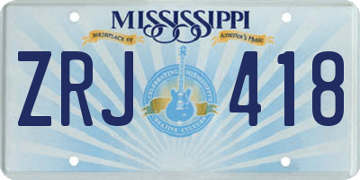 MS license plate ZRJ418