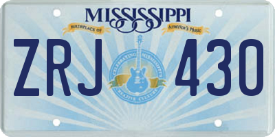 MS license plate ZRJ430