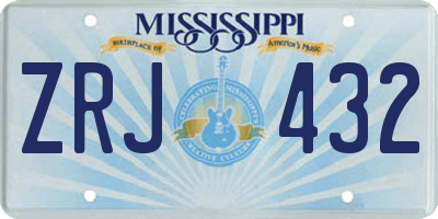 MS license plate ZRJ432