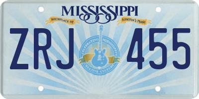 MS license plate ZRJ455