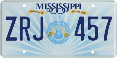 MS license plate ZRJ457