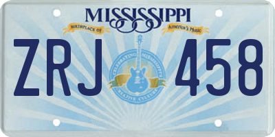 MS license plate ZRJ458