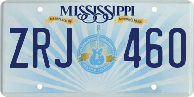 MS license plate ZRJ460