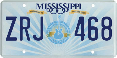 MS license plate ZRJ468
