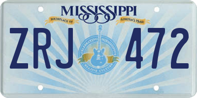 MS license plate ZRJ472
