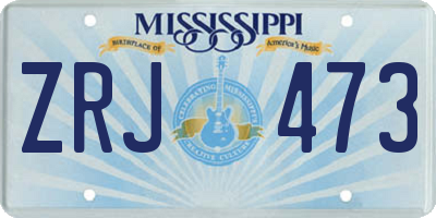MS license plate ZRJ473