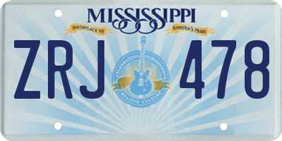 MS license plate ZRJ478