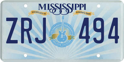 MS license plate ZRJ494