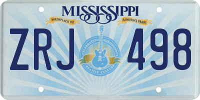 MS license plate ZRJ498