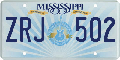 MS license plate ZRJ502