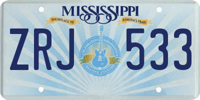 MS license plate ZRJ533