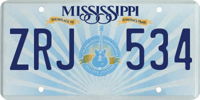 MS license plate ZRJ534