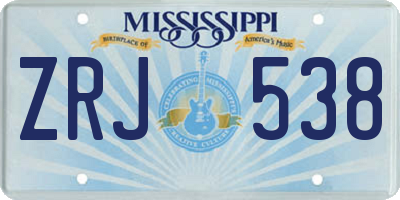 MS license plate ZRJ538