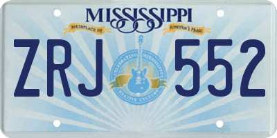 MS license plate ZRJ552