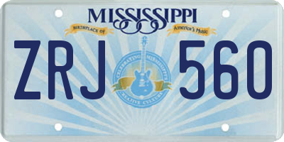 MS license plate ZRJ560