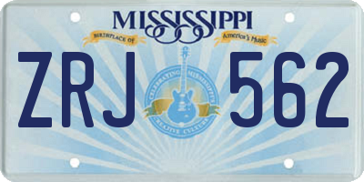 MS license plate ZRJ562