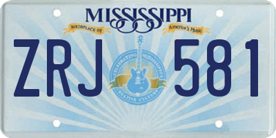 MS license plate ZRJ581