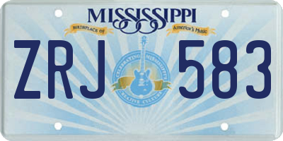 MS license plate ZRJ583