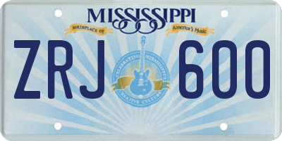 MS license plate ZRJ600