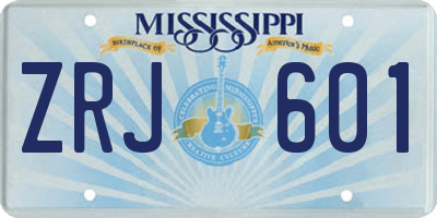MS license plate ZRJ601