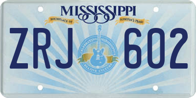 MS license plate ZRJ602