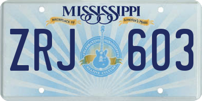 MS license plate ZRJ603