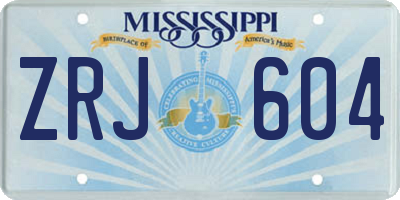 MS license plate ZRJ604