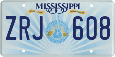 MS license plate ZRJ608