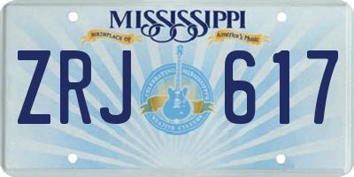 MS license plate ZRJ617